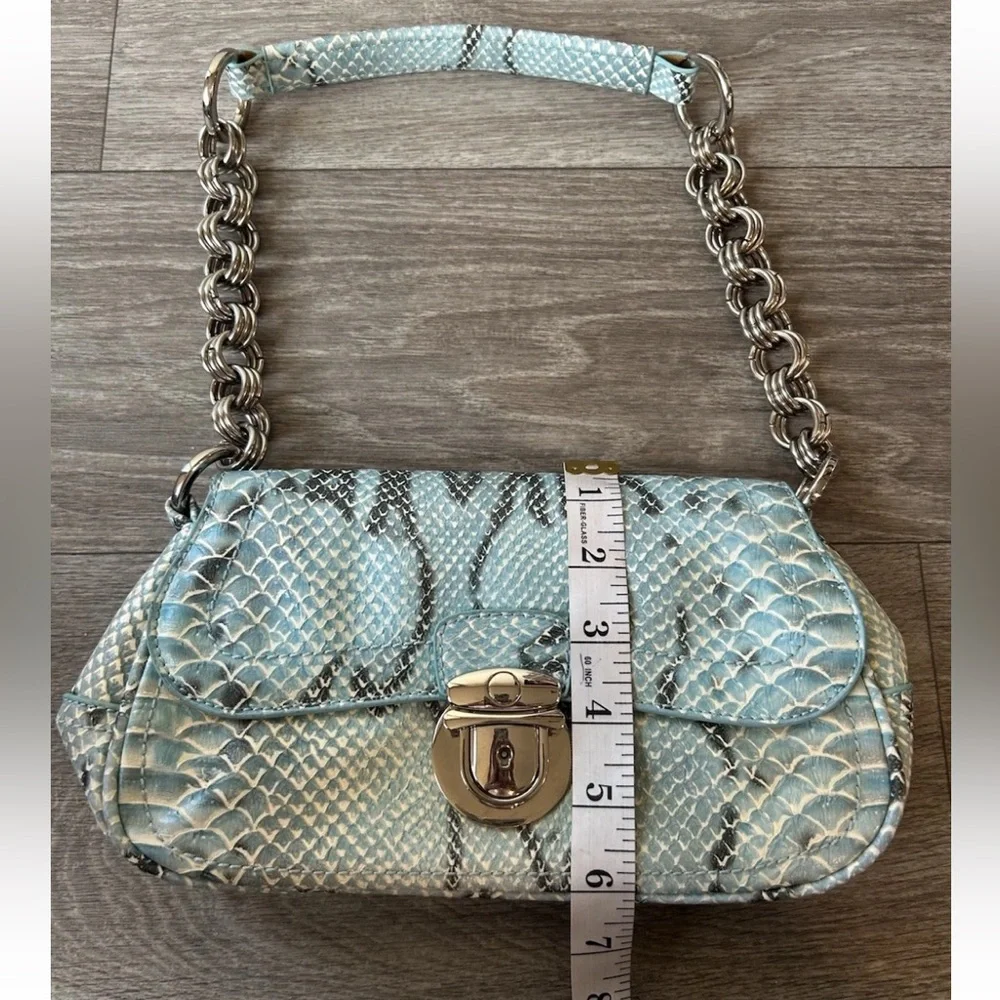 VTG 90’s Y2K Turquoise Exotic Snakeskin Python Luxury Handbag RARE - Picture 11 of 16